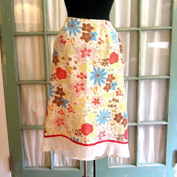 Ballinger-Gold Dresses & Skirts - Floral Silk Skirt Ballinger-Gold Size 8 NWT